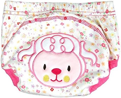 PW Surplus Toddlers Cotton Reusable Potty Training Pants Designer Underwear(Fits 17-26 lbs) (3 Pack Mixed Animals) (one Ladybug, one Sheep, and one Cat) (Medium, Girls)
