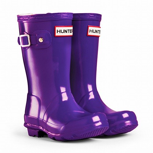 Hunter Original Kids Gloss Wellington Boots - Sovereign Purple
