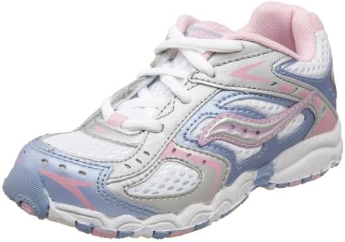 Saucony Baby Cohesion Lace Running Shoe (Toddler),Silver/Lavender,7 W US Toddler