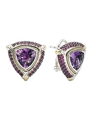 Sterling silver and 18k gold Enchanta Collection amethyst and ruby earrings