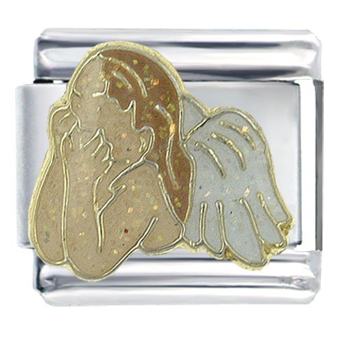 Thinking Angel Religious Italian Charms Bracelet Link
