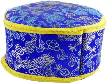 Tibetan Handmade Satin Dragon Blue Singing Bowl Pillow,Singing Bowl Cushion