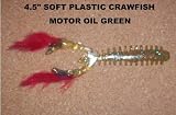4.5 Soft Plastic Crawfish - (10 Pack) Motor Oil Green with various tail colors