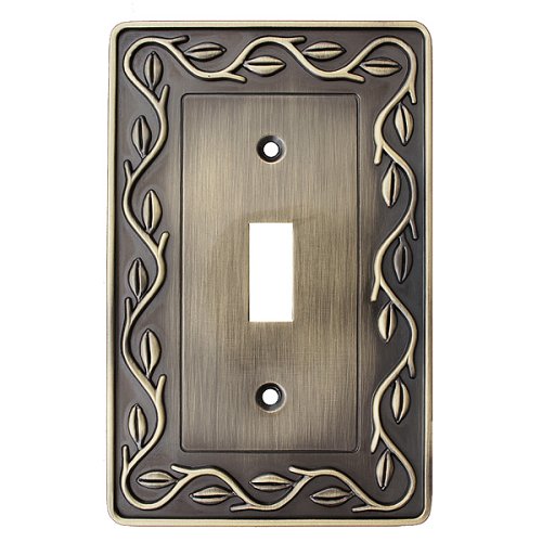 Leaf and Vine Antiqued Bronze Single Switch Wall Plate   Set of 2