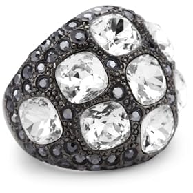 Kenneth Jay Lane Hematite And Crystal Dome Ring, Size 7
