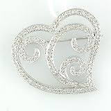 14K White Gold Diamond Heart Pin