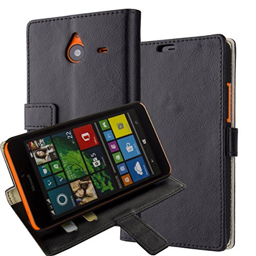 Lumia 640 XL Case,Microsoft Lumia 640 XL Cover AomaxÂ® Wallet Card Slot View Stand Premium Protective Leather Cover Case+ HD Screen Protector for Microsoft Nokia Lumia 640 XL (HDKS Black)
