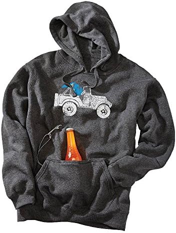 LIVNFRESH Men's Michigan Jeep Tailgate Hoodie Heather Charcoal XXLarge