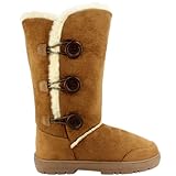 Womens Fur Lined Thick Sole Winter Snow Button Boots Tan Size 7 Womens Fur Lined Thick Sole Winter Snow Button Boots Tan Size 7