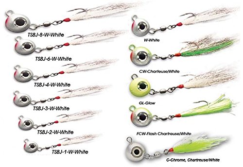 Tsunami 1oz Fluke Ball Jig-Chartreuse White ball