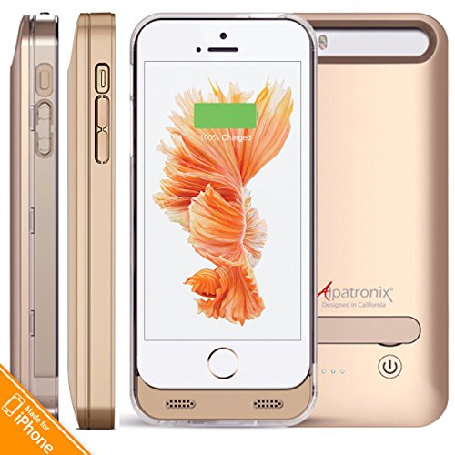 iPhone 5S Battery Case, iPhone SE Battery Case, AlpatronixÂ® [BX120 - MFi Apple Certified] 2400mAh External iPhone 5 Battery Case Removable Rechargeable Protective iPhone 5S Charging Case [Ultra Slim Portable iPhone SE/5S/5 Charging Case / Full Compa