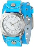 Nemesis Women's AVT066K Roman Numeral Collection Silver Aqua Leather Band Watch