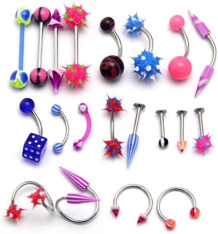 Great Combination! Lot of 100 Assorted 20 Style 14G 16G Tongue Nipple Bars Belly Navel Rings Lip Labret Eyebrow Wholesale Body Jewelry