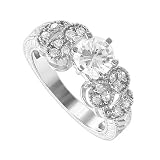 Sterling Silver 7mm Cubic Zirconia Engagement Ring Sze 7