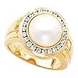 14K Yellow Gold Mabe Pearl and Diamond Ring - 10.00mm