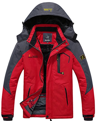 Wantdo Men's Waterproof Mountain Jacket Fleece Windproof Ski Jacket(US XL)