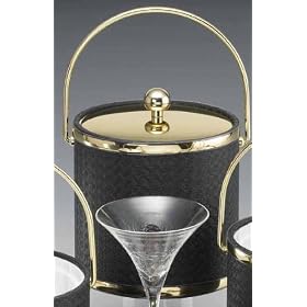 Kraftware 43168 Wicker Black 3 Quart Ice Bucket with Bale Handle and Metal Cover by Kraftware