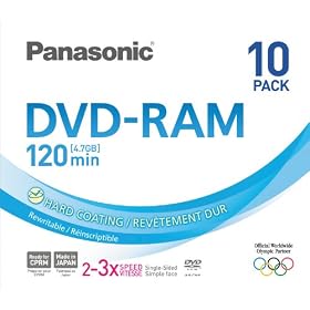 Panasonic 3x speed, 4.7GB, 10 pack DVD-RAM Disc