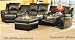 4 seater black or taupe leather home theater seating group set with recliners and cup holders