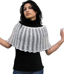Handmade Shoulder Poncho - Silver (100% Hand-crocheted)