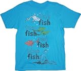 Mighty Fine Dr. Seuss Fish Book One Fish Two Fish Turquoise Adult T-shirt Tee