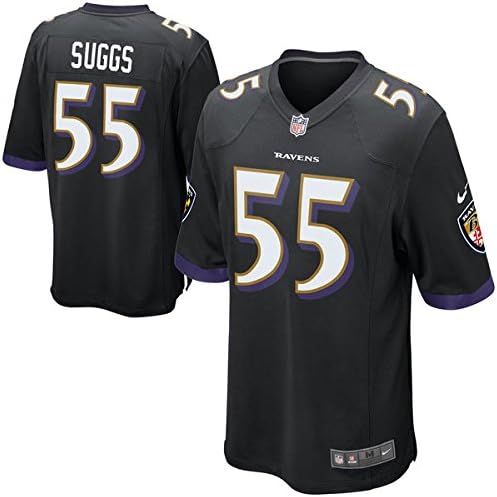 Mens Jersey Baltimore #55 Terrell Suggs Black Game Jersey