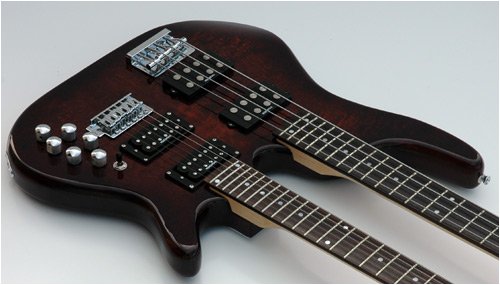 New Quilted Maple Electric Guitar With Double Neck Bass