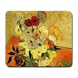 Still Life Japanese Vase with Roses and Anemones By Vincent Van Gogh Mouse Pad