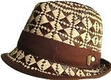 LiViTY Fireball Brown 100% Hand Woven Raffia Straw Fedora Hemp Organic Cotton Twill Hat Band