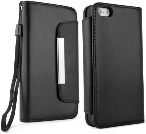 BoxWave Designio Leather Apple iPhone 5 Clutch Case - Leather Clutch Case - Designer Fashion Cases and Covers for Apple iPhone 5 (Nero Black)