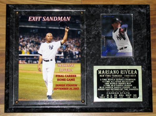MARIANO RIVERA "EXIT SANDMAN" FINAL GAME YANKEE STADIUM NEW YORK YANKEES PHOTO PLAQUE W/ LASER ENGRAVED CAREER STAT PLATE