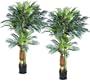 Arcadia Silk Plantation 6-Foot, 4-1/2-Foot, and 3-1/2-Foot Artificial Double Potted Palm Trees