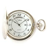 Colibri Hunting Case Silvertone Pocket Watch Fancy Design PWS095920