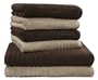 6 tlg. Handtuchset "Gallant" braun / beige 2 Badet�cher 70 x 140 cm braun/beige und 4 Handt�cher 50 x 100 cm braun/beige - Qualit�t 565 �, 100 % Baumwolle