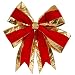 Large 24" x 30" Red and Gold Indoor / Outdoor Velveteen 4 Loop Christmas Bow