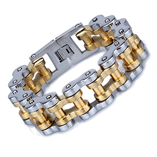 George and Charlotte Bike Bracelet Stainless Steel Men's Bycicle Chain Bangle Motorcycle Man Jewelry