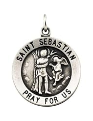 18mm Round St. Sebastian Medal in 14k Yellow Gold