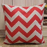 45x45cm Red Chevron Zig Zag Pattern Linen Cushion Covers