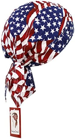 Do Rag Bandana Motorcycle Biker Caps Skull Head Wrap Tied Headband (USA Flag - Small Star)