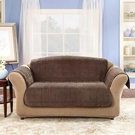 Sure Fit Quilted Velvet Deluxe Sofa Pet Throw Chocolate Couch