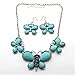 Qiyun (TM) Graduated Butterfly Turquoise Blue Tibet Silver Bib Necklace Earrings Set