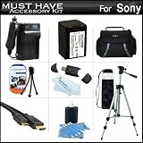 Must Have Accessory Kit For Sony HDR-PJ260V, HDR-PJ200 HD Handycam Camcorder with Projector Includes Replacement (2300Mah) NP-FV70 Battery + Ac / DC Charger + Deluxe Case + Tripod + Mini HDMI Cable + USB 2.0 SD Reader + Much More