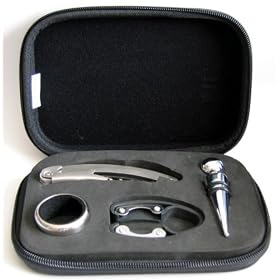 4 Piece Wine Bar Tool Set w Zippered Case by Wine Bar Tool Set