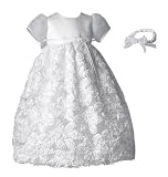 Lauren Madison baby girl Christening Baptism Special occasion Newborn Floral Design Long dress gown