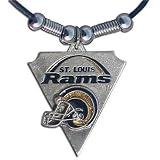 St. Louis Rams Leather Necklace Beads & Pewter Pendant - NFL Football Fan Shop Sports Team Merchandise