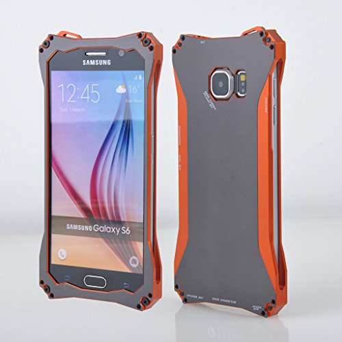 Galaxy S6 Case, COMC Aluminum Galaxy S6 Metal Case - Ultrathin [ALUMINUM BUMPER] Shock-Dispersion Technology with Full Metal Back Panel - Slim Metal Armor Case for Samsung Galaxy S6 G9200 (Orange)