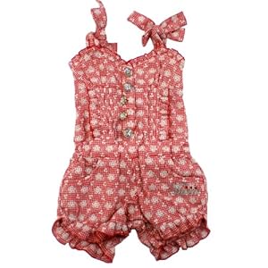 【クリックで詳細表示】ティアラ 花柄ギンガムロンパース 80Cm I39557-02