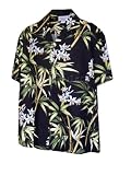Men's Bamboo Gold Lip Orchid Hawaiian Aloha Poplin Cotton Shirt