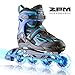 2PM SPORTS Vinal Boys Adjustable Flashing Inline Skates, All Wheels Light Up, Fun Illuminating Skates for Kids and Youths - Azure M
