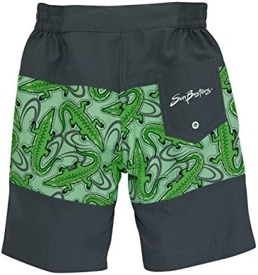 SunBusters Boys Board Short (UPF 50+), Ice Green Croc, 8/10 yrs